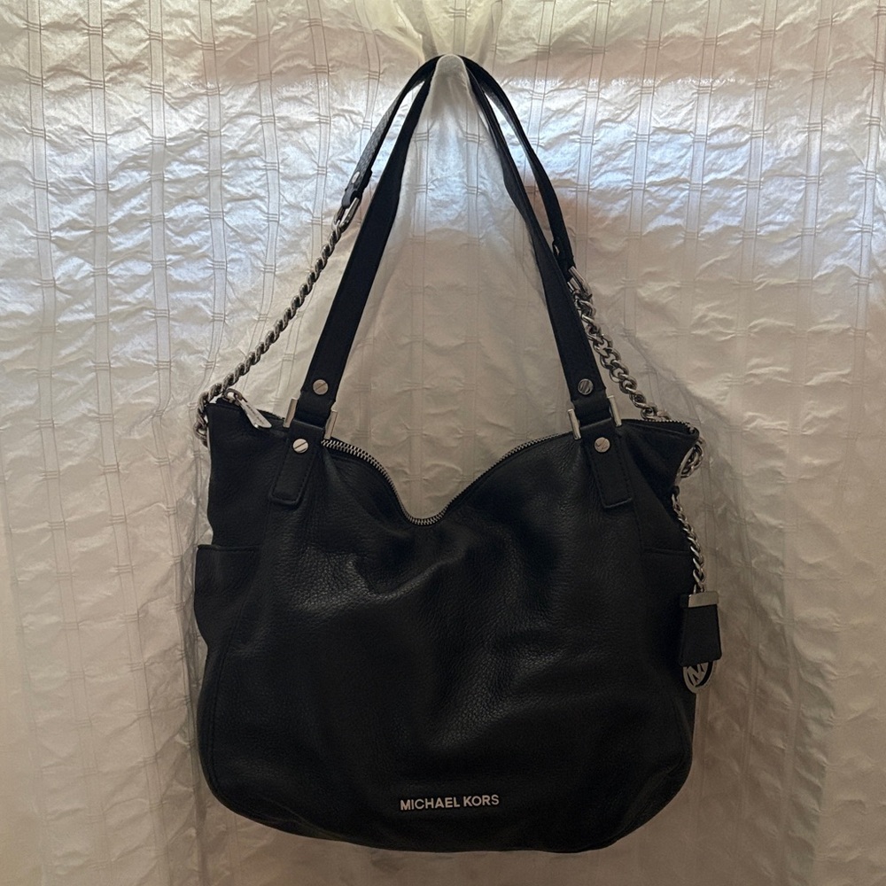 Michael Kors Black Leather Chain Shoulder Bag
